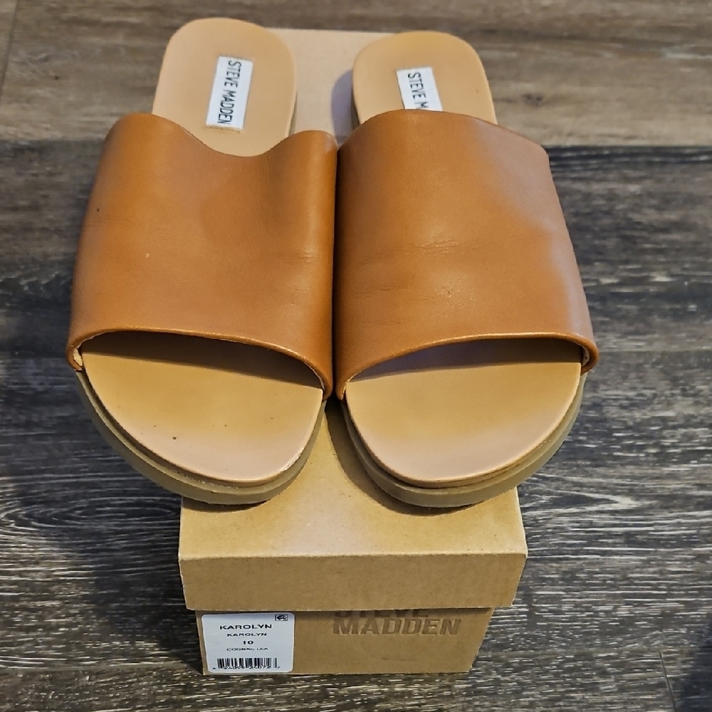 Steve Madden Tan Slide Sandals